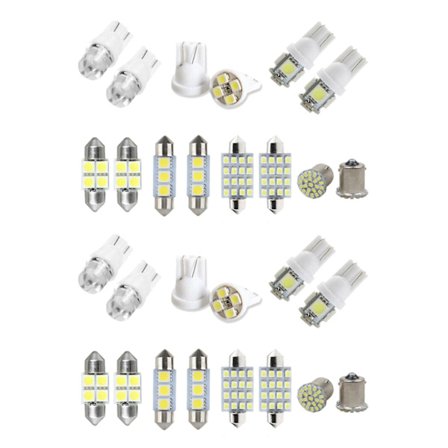 14x Hvite LED-pærer for bilens interiør, kuppel, taklampe