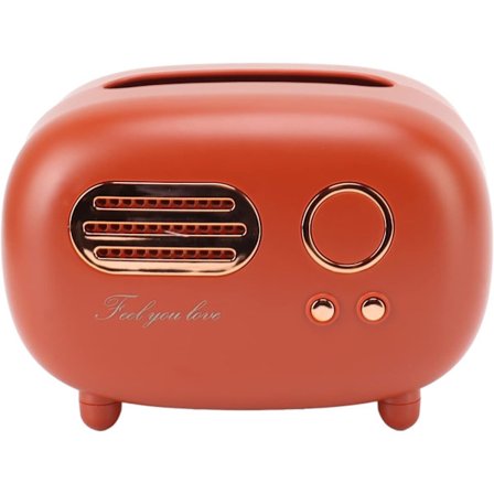 1 stk. Retro Radioformet Papirlommetørklædeæske Vintage Radio Papirlommetørklædeæske Retro Radio Model Papirholder til Skrivebord (Pink) Rød