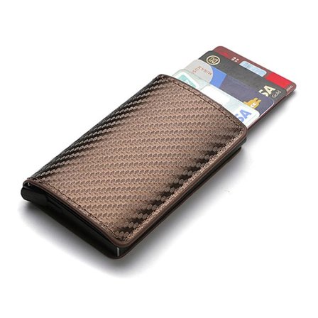 Ultratank RFID-beskyttelsespung Herre 9,5x6,5 cm / Pung til herre i læder - Kulfiber & Læder