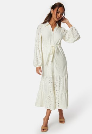 Happy Holly Sabina Long Sleeve Dress Offwhite Klær