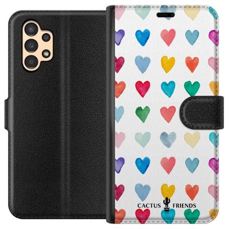 Kompatibelt Lommeboketui til Samsung Samsung Galaxy A13 Cactus and Friends - Watercolor Love Grid