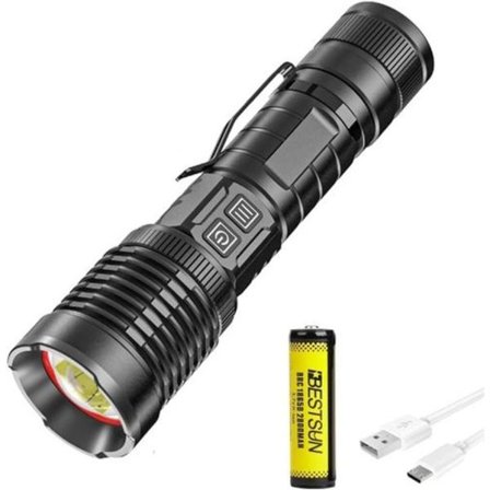 Superlys 10 000 lumen XHP99 LED vanntett zoombar USB lommelykt