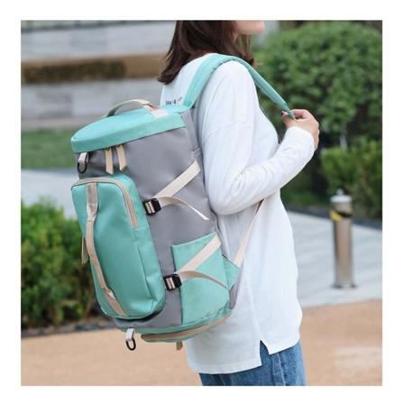 Kvinner jente ryggsekk skulderveske skolesekk Kontrastfarge Nylonduk Gym Kortreist bagasje Multifunksjonell reisesport Green 26*25*45cm