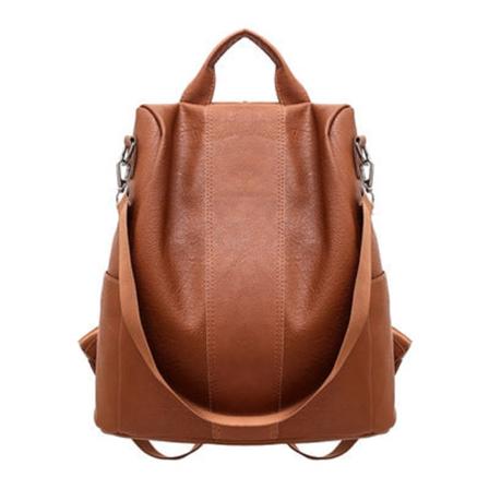 Naisten tyttöreppu olkalaukku koululaukku Mummy-laukku Suuri kapasiteetti varkaudenesto Täysin yhteensopiva casual pehmeä nahka Brown