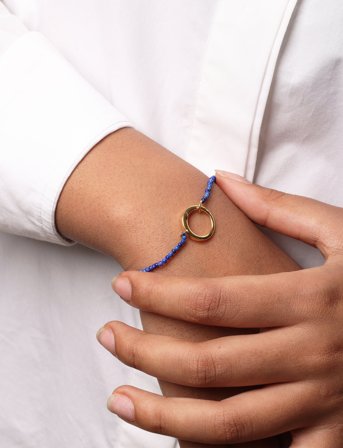 Design Letters Gemstone Charm Lock Bracelet - Blue - ONE SIZE x 45