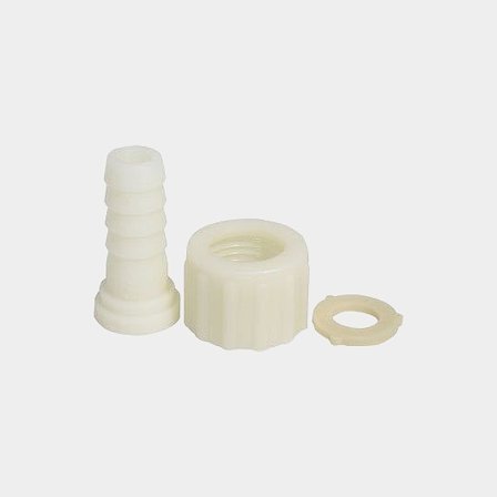 Raccordo per tubo di scarico Barka, 1/2" G (BSP) (interno) / 12 mm (15/32′′) tubo, plastica, bianco