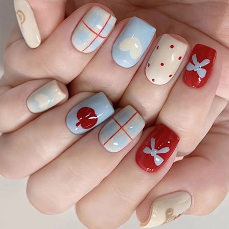 Franska Lösnaglar Design Falska Naglar, Konstgjorda Nagellim på Naglar 12 Storlekar