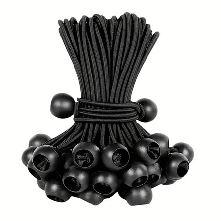 50-pack Bungee Balls, Svart Snöre för UV-beständighet, med Elastisk Snöre för Remmar, Tält, Stolpar och Kablar SVART (15 CM 6 TUM) SVART (15CM 6INCH..