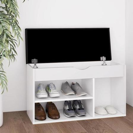Vidaxl Skobänk Med Dyna Vit 80x30x47 Cm Spånskiva Vit