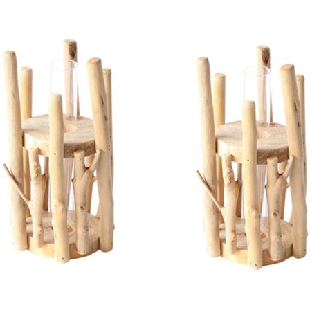 Pohjoismainen pyöreä puinen maljakko koristeluun Käsintehty kasvien terraariopöytä Läpinäkyvä maljakko Lasisäiliöt