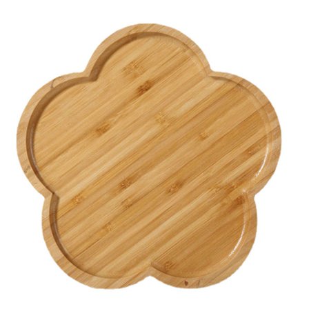 Bambus Serveringsbakke Håndlavet Dekorativ Træbakke til Sofabord Morgenmad Drikkevarer Blomsterform 20x20x1,4cm 7,9x7,9x0,6in