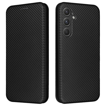 SKALO Samsung A35 5G Carbon Fiber Pungetui - Sort