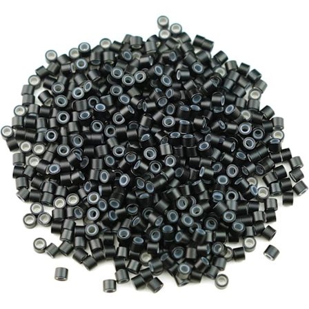 500 st 5,0 mm mikro ringar silikonfodrade mikro ringar silikon nano pärlor (svart)