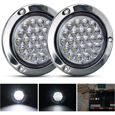 4” Rund Trailer Baklys 2PCS 24LED Hvit Rustfritt Stål Chr