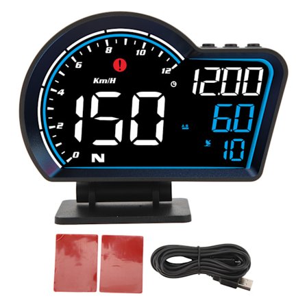 Bil HUD Display Hastighed Retning Kørselsafstand Overskridelsesalarm HD Display GPS Digital Speedometer Universal til Køretøj