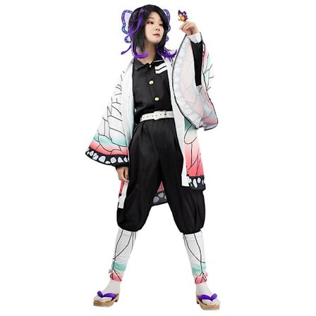 DAZCOS Dame Kochou Shinobu Cosplay Kostume Sommerfugl Kimono Outfit med Bælte Kimono Outfit til Dame Anime Cosplay Kostume