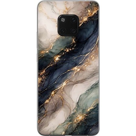 Yhteensopiva Puhelinkuori Huawei Huawei Mate 20 Pro Ylellinen abstrakti marmoritaide mustalla, valkoisella ja kullalla elegantteine linjoineen, eksklu