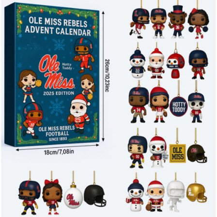 Suositut akryyliset joulukuusenkoristeet amerikkalaisella jalkapalloteemalla, yllätyslaatikot Mississippi Rebels -teemalla
