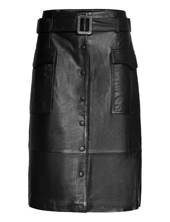 Slfminella Hw Midi Leather Skirt B Black Selected Femme