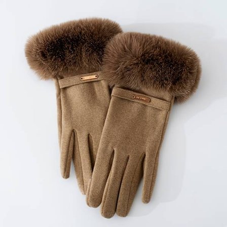 1 par dame vinterhandsker i imiteret mink med fleecefor, tykke varme strikhandsker til cykling, kørsel, berøringsskærm [DB]