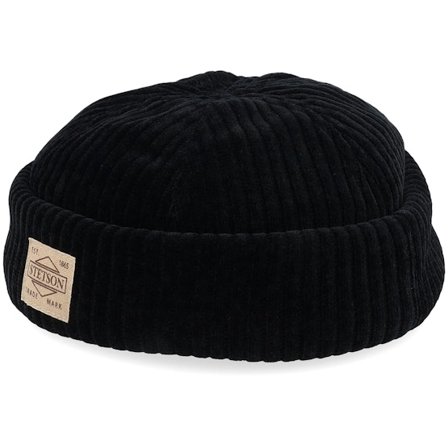 Stetson - Černá docker Beanie - Corduroy Jersey Black Docker @ Hatstore