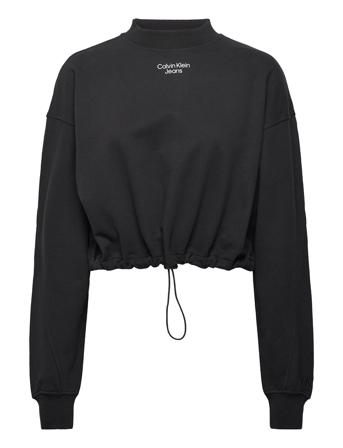 Stacked Logo Mockneck Sweatshirt Sweatshirt Trøje Sort Calvin Klein Jeans