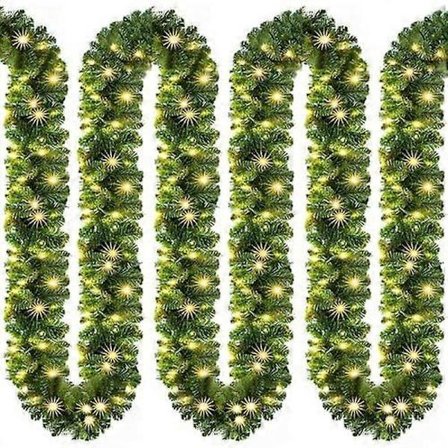 Julgirlang med belysning 5m 100 LED-lampor belyst inomhus utomhus grön juldekoration juldekoration girlang grangirlang varmvit