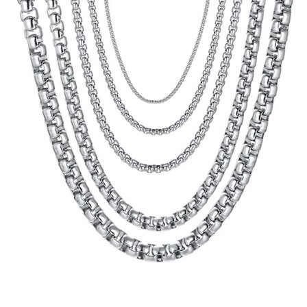 Sølvkæde rustfrit stål - kasse kæde kæde halskæde størrelse: 3mm * 50cm