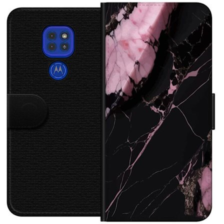 Kompatibelt Plånboksfodral till Motorola Moto G9 Play Svart rosa marmor