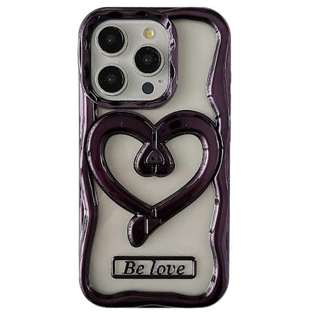 Skal till iPhone 15 Pro Kärlekshjärta Ställ TPU Elektropläterad Transparent Mobilskal