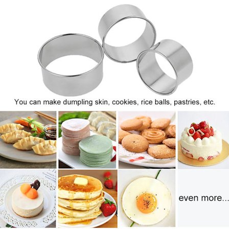 3 st Rostfritt Stål Degknyten Omslagstillverkare Formar Liten Medium Stor Rund Form Skärmall