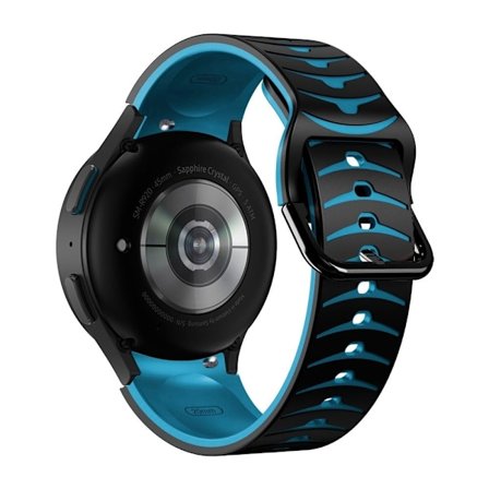 Samsung Galaxy Watch 5 / 5 Pro / 4 klockarmband i silikon med böjd linje - Svart / Himmelsblå