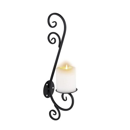Lysestake Vintage Stil Vegglysestake, Kreativ Jernlysestake, Hjem Hage Veggdekorasjoner, Vegglysestake, Svart