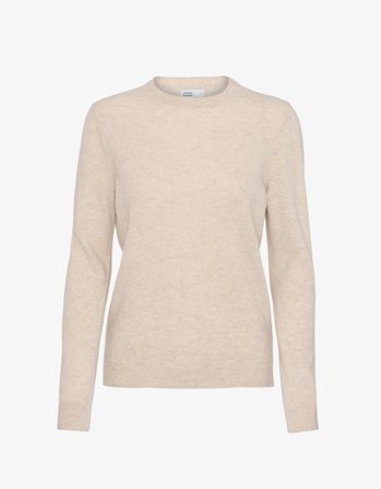 Women Light Merino Wool Crew - Ivory White - S