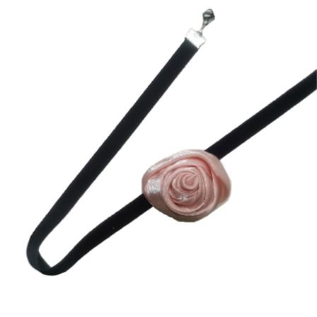Klassiska romantiska blomsterhalsband Rosenhalsband Sammet Delikat Halskedja Kvinnor Trend Smycken Vintage Charm Halsband Pink - Tail chain