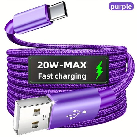 Højhastigheds USB Type-C opladerkabel til Android-telefoner | Kompatibel med Samsung, Redmi, OnePlus, Xiaomi, 20W output, han til han, mat finish