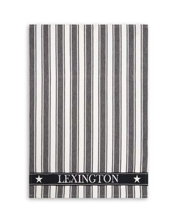 Lexington Icons cotton twill waffle striped kitchen towel, black/white