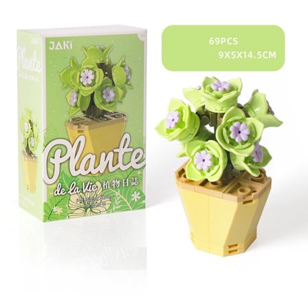 Montering av små partiklar av saftiga krukväxter Bukett av byggstenar (Lucky Story 01),