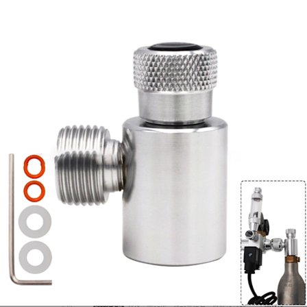 CO2 Påfyllingstank Sylinder Påfyllingsadapter Koblingssett for SodaStream (Sølv, uten måler)