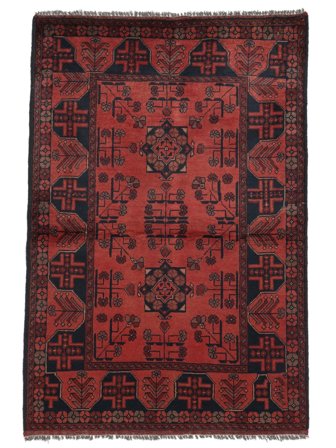 Afghan Khal Mohammadi Matta Handknuten 98X148 Svart/Mörkröd Afghanistan