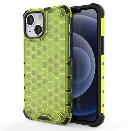 Honeycomb Case pansredeksel med TPU støtfanger for iPhone 13 mini grønn