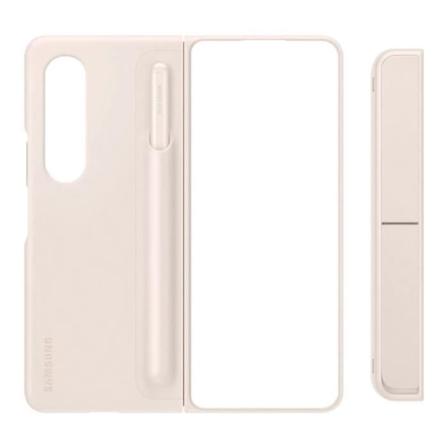 Etui til Samsung Z Fold 4 med S Pen Holder Stående Cover Original Beige Beige