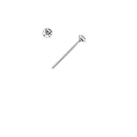 *1 st. N spiercing i silver med 2 mm. rund vit strass