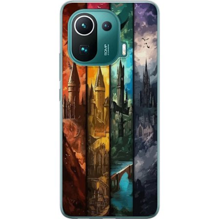 Kompatibel Mobilcover til Xiaomi Xiaomi Mi 11 Pro Fire magiske slotte i forskellige elementfarver, episk fantasykunst med ild vand luft og mørke i de