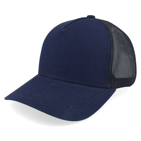 Equip - Blank Canvas Navy/Black A-frame Trucker Trucker Blue Cap - @ Hatstore