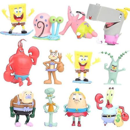 12 stk/sett Spongebob Patrick Figur Samlemodell Leker [DB]