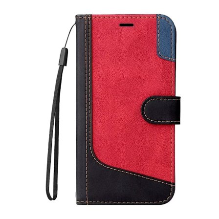 Etui til iPhone 14 Plus, svart tofarget søm med kortspor og hudfølelse