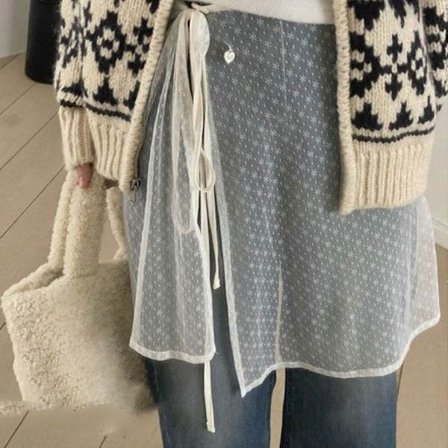 Snörskjol Knä över kjolar VIT