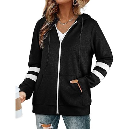 Womens Active Long Sleeve Zip Up Hoodies Med Fickor Hooded Sweatshirts Jackor