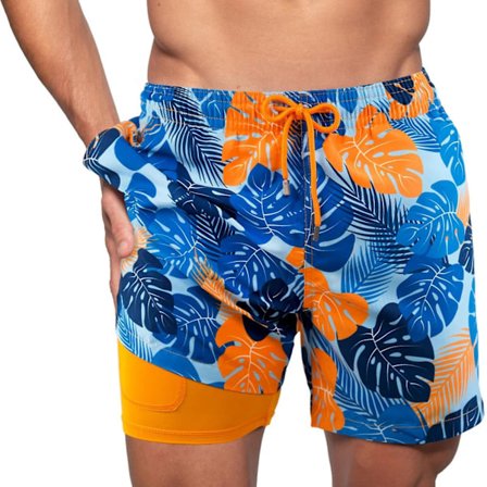 Mäns Snabbtorkande 2-i-1 Baddräkter med Kompressionsfoder Vattentäta Strandshorts